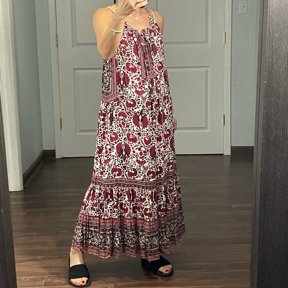 Artisan NY Boho Floral Print Tiered Maxi Dress size 6 - Picture 2 of 12